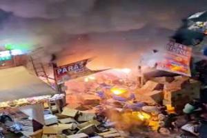 Fire engulfs illegal crackers shop during Diwali sales in Hyderabad, horrific visuals emerge