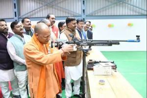 Yogi hits bullseye on first attempt at shooting range